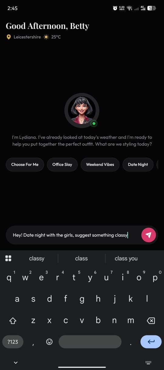 Lydiana stylist chat suggesting outfits from your wardrobe